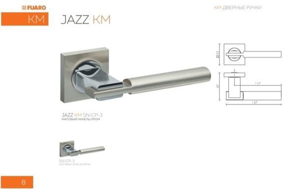 Ручки на розеті FUARO JAZZ SN/CP-3 матовий нікель/хром